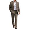 COOFANDY Men Suits Classic Fit 2 Piece Suit Set One Button Casual Blazer Wedding Bussiness Suit Separates(Brown)