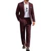 COOFANDY Men Suits Classic Fit 2 Piece Suit Set One Button Casual Blazer Wedding Bussiness Suit Separates(Burgundy)