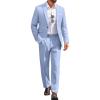 COOFANDY Men Suits Classic Fit 2 Piece Suit Set One Button Casual Blazer Wedding Bussiness Suit Separates(Light Blue)
