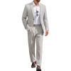 COOFANDY Men Suits Classic Fit 2 Piece Suit Set One Button Casual Blazer Wedding Bussiness Suit Separates(Light Gray)