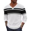 COOFANDY Men V Neck Dress Sweater Knit Long Sleeve Casual Slim Fit Pullover Sweater(Black & White)