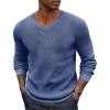 COOFANDY Men V Neck Dress Sweater Knit Long Sleeve Casual Slim Fit Pullover Sweater(Blue and White)