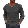 COOFANDY Men V Neck Dress Sweater Knit Long Sleeve Casual Slim Fit Pullover Sweater(Dark Grey)