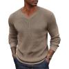 COOFANDY Men V Neck Dress Sweater Knit Long Sleeve Casual Slim Fit Pullover Sweater(Dark Khaki)