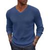 COOFANDY Men V Neck Dress Sweater Knit Long Sleeve Casual Slim Fit Pullover Sweater(Deep Blue)