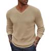 COOFANDY Men V Neck Dress Sweater Knit Long Sleeve Casual Slim Fit Pullover Sweater(Khaki)