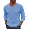 COOFANDY Men V Neck Dress Sweater Knit Long Sleeve Casual Slim Fit Pullover Sweater(Light Blue)