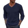 COOFANDY Men V Neck Dress Sweater Knit Long Sleeve Casual Slim Fit Pullover Sweater(Navy Blue)