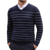 COOFANDY Men V Neck Dress Sweater Knit Long Sleeve Casual Slim Fit Pullover Sweater(Navy/White Mariner Stripe)