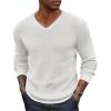 COOFANDY Men V Neck Dress Sweater Knit Long Sleeve Casual Slim Fit Pullover Sweater(White)