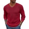 COOFANDY Men V Neck Dress Sweater Knit Long Sleeve Casual Slim Fit Pullover Sweater(Wine Red)