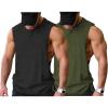 COOFANDY Men Workout Tank Top 2 Pack Gym Bodybuilding Sleeveless Muscle T Shirts(Black/Army Green(2pcs))