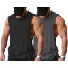 COOFANDY Men Workout Tank Top 2 Pack Gym Bodybuilding Sleeveless Muscle T Shirts(Black/Dark Grey(2pcs))