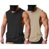COOFANDY Men Workout Tank Top 2 Pack Gym Bodybuilding Sleeveless Muscle T Shirts(Black/Light Khaki(2pcs))