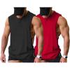 COOFANDY Men Workout Tank Top 2 Pack Gym Bodybuilding Sleeveless Muscle T Shirts(Black/Red(2pcs))