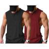 COOFANDY Men Workout Tank Top 2 Pack Gym Bodybuilding Sleeveless Muscle T Shirts(Black/Wine Red(2pcs))