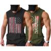 COOFANDY Men Workout Tank Top 2 Pack Gym Bodybuilding Sleeveless Muscle T Shirts(Usa Flag 01)