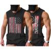 COOFANDY Men Workout Tank Top 2 Pack Gym Bodybuilding Sleeveless Muscle T Shirts(Usa Flag 02)