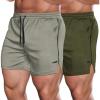 COOFANDY Men’s 2 Pack Gym Workout Shorts Quick Dry Athletic Shorts 5 Inch Lightweight Sports Running Shorts with Pockets(Army Green/Grey)