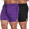 COOFANDY Men’s 2 Pack Gym Workout Shorts Quick Dry Athletic Shorts 5 Inch Lightweight Sports Running Shorts with Pockets(Black/Purple)