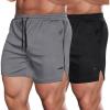 COOFANDY Men’s 2 Pack Gym Workout Shorts Quick Dry Athletic Shorts 5 Inch Lightweight Sports Running Shorts with Pockets(Dark Gray/Black)