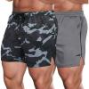COOFANDY Men’s 2 Pack Gym Workout Shorts Quick Dry Athletic Shorts 5 Inch Lightweight Sports Running Shorts with Pockets(Dark Gray/Grey Camo)