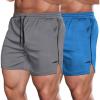 COOFANDY Men’s 2 Pack Gym Workout Shorts Quick Dry Athletic Shorts 5 Inch Lightweight Sports Running Shorts with Pockets(Dark Gray/Light Blue)