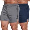 COOFANDY Men’s 2 Pack Gym Workout Shorts Quick Dry Athletic Shorts 5 Inch Lightweight Sports Running Shorts with Pockets(Dark Gray/Navy Blue)