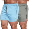 COOFANDY Men’s 2 Pack Gym Workout Shorts Quick Dry Athletic Shorts 5 Inch Lightweight Sports Running Shorts with Pockets(Grey/Sky Blue)