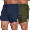 COOFANDY Men’s 2 Pack Gym Workout Shorts Quick Dry Athletic Shorts 5 Inch Lightweight Sports Running Shorts with Pockets(Navy Blue/Army Green)