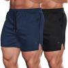COOFANDY Men’s 2 Pack Gym Workout Shorts Quick Dry Athletic Shorts 5 Inch Lightweight Sports Running Shorts with Pockets(Navy Blue/Black)