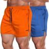 COOFANDY Men’s 2 Pack Gym Workout Shorts Quick Dry Athletic Shorts 5 Inch Lightweight Sports Running Shorts with Pockets(Orange/Blue)