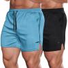 COOFANDY Men’s 2 Pack Gym Workout Shorts Quick Dry Athletic Shorts 5 Inch Lightweight Sports Running Shorts with Pockets(Sky Blue/Black)