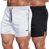 COOFANDY Men’s 2 Pack Gym Workout Shorts Quick Dry Athletic Shorts 5 Inch Lightweight Sports Running Shorts with Pockets(White/Black)