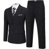 COOFANDY Men’s 2 Piece Double Breasted Suits Slim Fit Tuxedo Jacket and Dress Pants Set for Wedding Business Prom(Black)