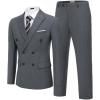 COOFANDY Men’s 2 Piece Double Breasted Suits Slim Fit Tuxedo Jacket and Dress Pants Set for Wedding Business Prom(Heather Grey)