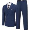 COOFANDY Men’s 2 Piece Double Breasted Suits Slim Fit Tuxedo Jacket and Dress Pants Set for Wedding Business Prom(Navy)