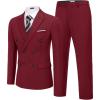 COOFANDY Men’s 2 Piece Double Breasted Suits Slim Fit Tuxedo Jacket and Dress Pants Set for Wedding Business Prom(Wine Red)