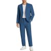 COOFANDY Men’s 2 Piece Linen Suits Set Regular Fit Casual Linen Lightweight Suit Summer Beach Wedding(Blue)
