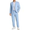 COOFANDY Men’s 2 Piece Linen Suits Set Regular Fit Casual Linen Lightweight Suit Summer Beach Wedding(Light Blue)