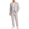 COOFANDY Men’s 2 Piece Linen Suits Set Regular Fit Casual Linen Lightweight Suit Summer Beach Wedding(Light Grey)