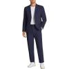 COOFANDY Men’s 2 Piece Linen Suits Set Regular Fit Casual Linen Lightweight Suit Summer Beach Wedding(Navy Blue)