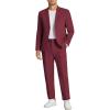 COOFANDY Men’s 2 Piece Linen Suits Set Regular Fit Casual Linen Lightweight Suit Summer Beach Wedding(Wine Red)