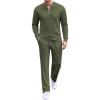 COOFANDY Men’s 2 Piece Tracksuit Set Polo Athletic Sweatsuit Quarter Zip Jogging Long Sleeve Casual Sports Outfits(Army Green)