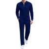 COOFANDY Men’s 2 Piece Tracksuit Set Polo Athletic Sweatsuit Quarter Zip Jogging Long Sleeve Casual Sports Outfits(Blue)
