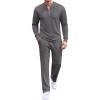 COOFANDY Men’s 2 Piece Tracksuit Set Polo Athletic Sweatsuit Quarter Zip Jogging Long Sleeve Casual Sports Outfits(Dark Grey)