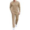 COOFANDY Men’s 2 Piece Tracksuit Set Polo Athletic Sweatsuit Quarter Zip Jogging Long Sleeve Casual Sports Outfits(Khaki)