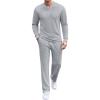 COOFANDY Men’s 2 Piece Tracksuit Set Polo Athletic Sweatsuit Quarter Zip Jogging Long Sleeve Casual Sports Outfits(Light Grey)