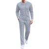COOFANDY Men’s 2 Piece Tracksuit Set Polo Athletic Sweatsuit Quarter Zip Jogging Long Sleeve Casual Sports Outfits(Light Grey Jacquard)