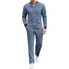 COOFANDY Men’s 2 Piece Tracksuit Set Polo Athletic Sweatsuit Quarter Zip Jogging Long Sleeve Casual Sports Outfits(Navy Blue Jacquard)